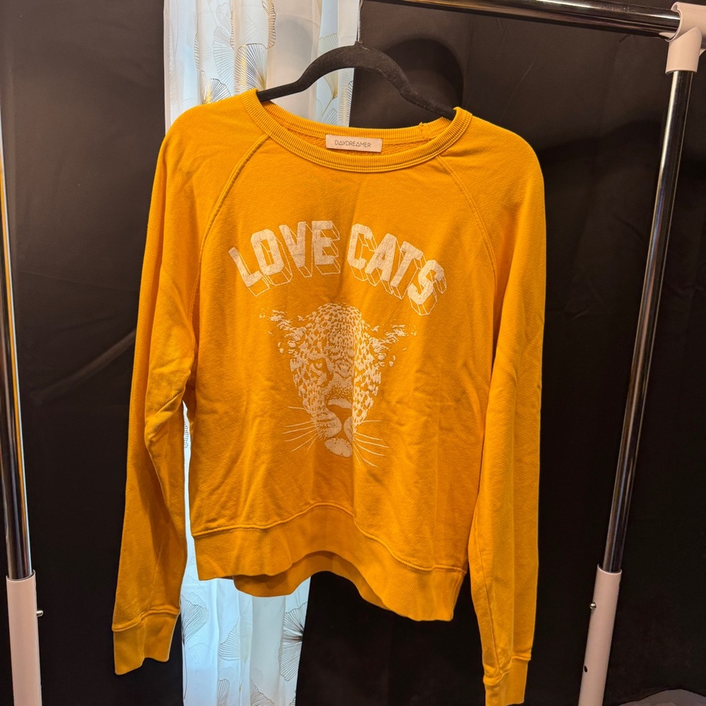 Daydreamer Yellow 'Love Cats' Sweater